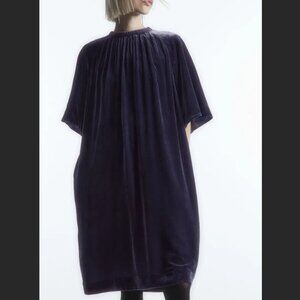 COS GATHERED SILK-BLEND VELVET MIDI DRESS size 6 NWOT